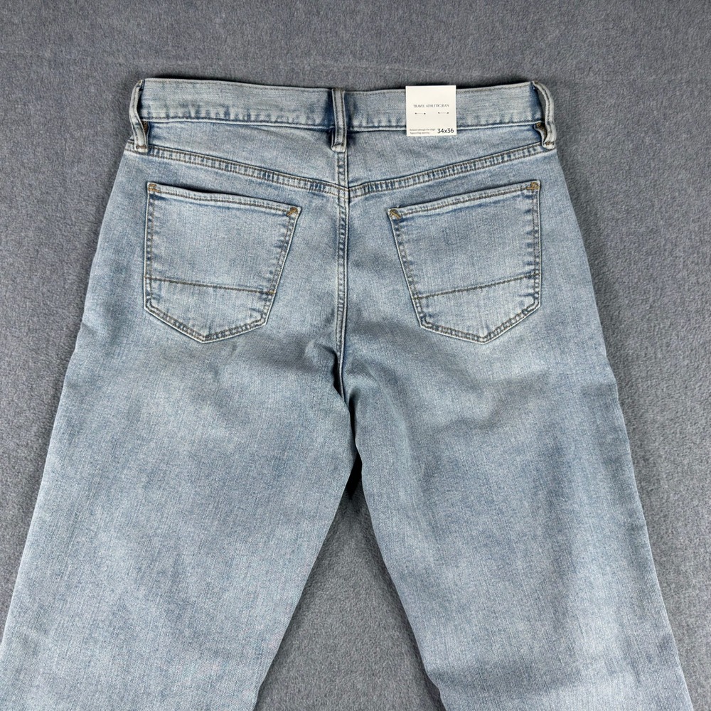 Banana Republic Travel Athletic Jeans Mens 36x34 Light Blue Tapered Denim NWT